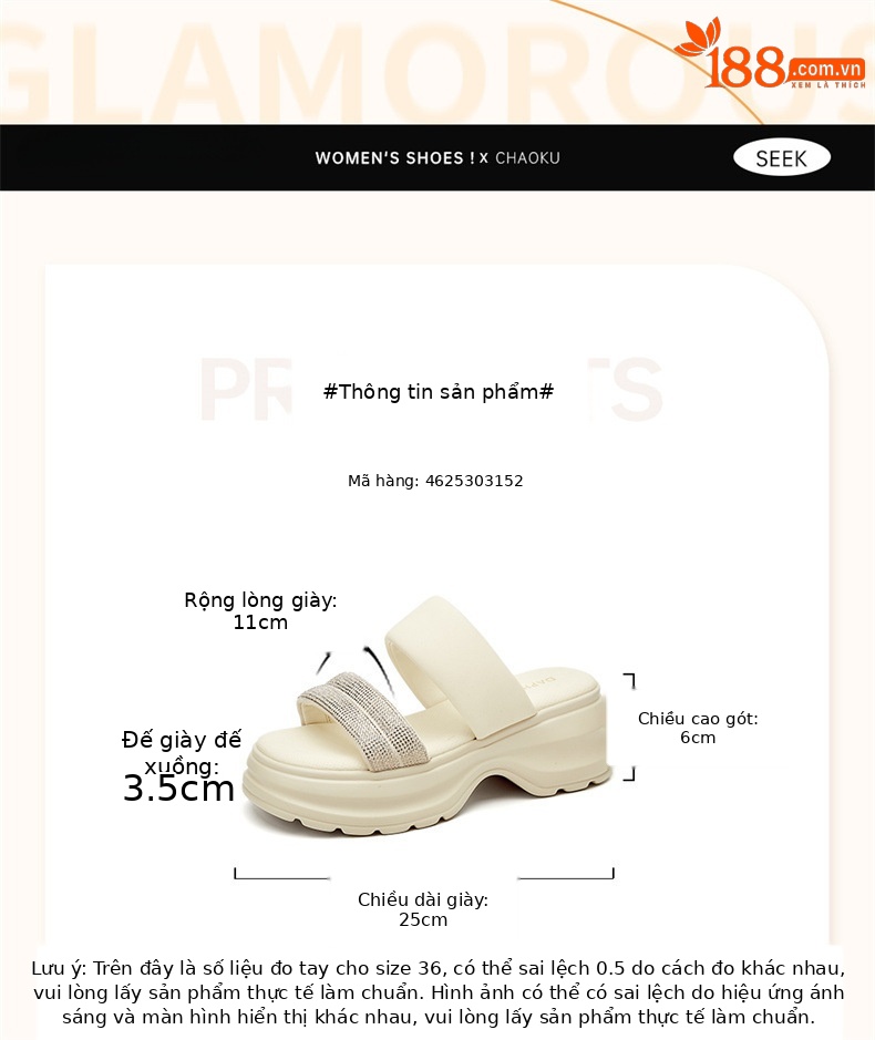 Dép sandal nữ đế dày đính đá đi biển mùa hè 2025 gót 6 cm — 4625303152 Màu vàng [Chiều cao gót 6CM], 4625303152m màu [chiều cao gót 6CM], 4625303152 đen [chiều cao gót 6CM] chi tiết 4