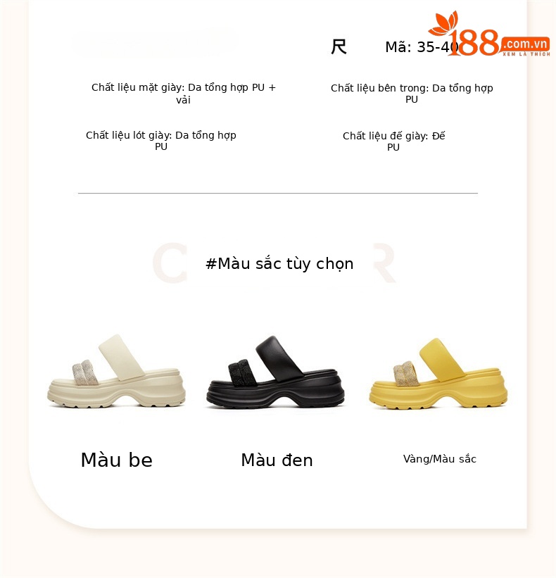 Dép sandal nữ đế dày đính đá đi biển mùa hè 2025 gót 6 cm — 4625303152 Màu vàng [Chiều cao gót 6CM], 4625303152m màu [chiều cao gót 6CM], 4625303152 đen [chiều cao gót 6CM] chi tiết 5