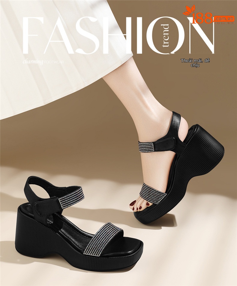 Dép sandal nữ đế bệt chống trượt mềm mại mùa hè cho mẹ và người cao tuổi — 7225 màu đen, 7225 màu be chi tiết 1