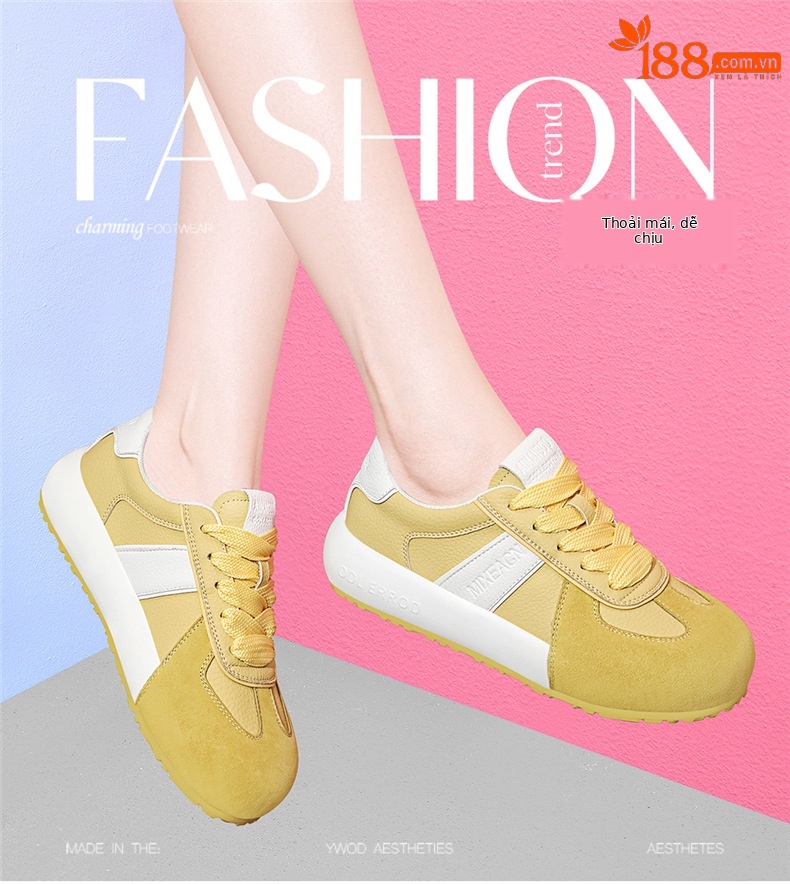 Giày sneaker nữ da thật lưới mỏng đế dày mũi tròn phong cách thể thao hè 2025 — JST 7115-1 trái cây xanh, JST 7115-1 màu vàng chi tiết 1