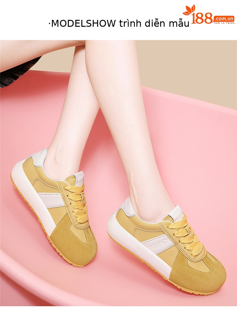 Giày sneaker nữ da thật lưới mỏng đế dày mũi tròn phong cách thể thao hè 2025 — JST 7115-1 trái cây xanh, JST 7115-1 màu vàng chi tiết 3