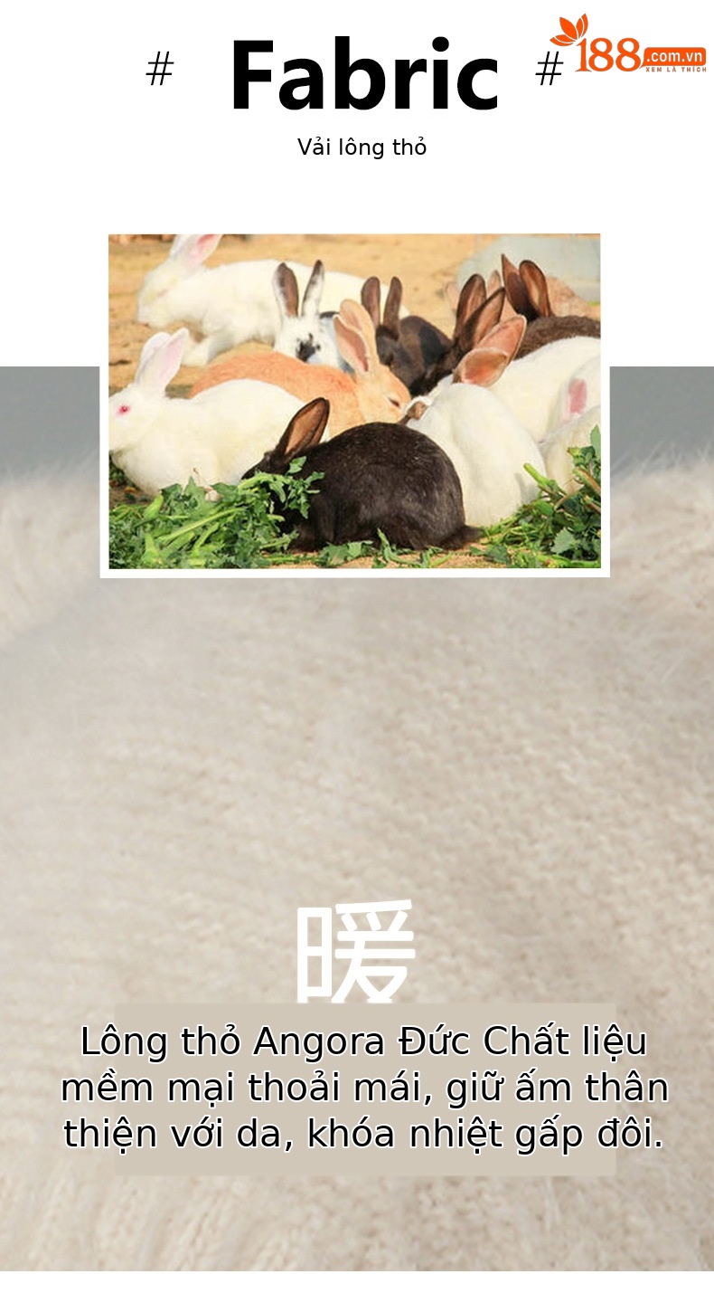 Mũ len beanie tai mèo lông thỏ nhung giữ ấm mùa đông — Màu be chi tiết 3