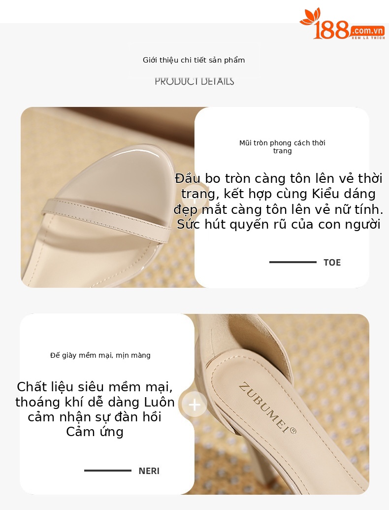 Giày cao gót mũi nhọn nữ gót 13 cm, đế chống thấm nước, phong cách gợi cảm — Hình khỏa thân-13cm chi tiết 1