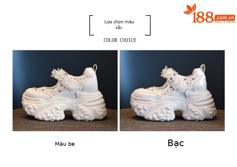 Giày sneaker nữ đế dày độn cao dáng nhỏ thời trang — Màu trắng chi tiết 2