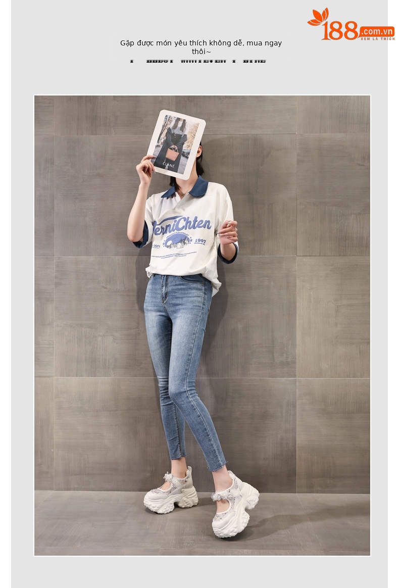 Giày sneaker nữ đế dày độn cao dáng nhỏ thời trang — Màu trắng chi tiết 6