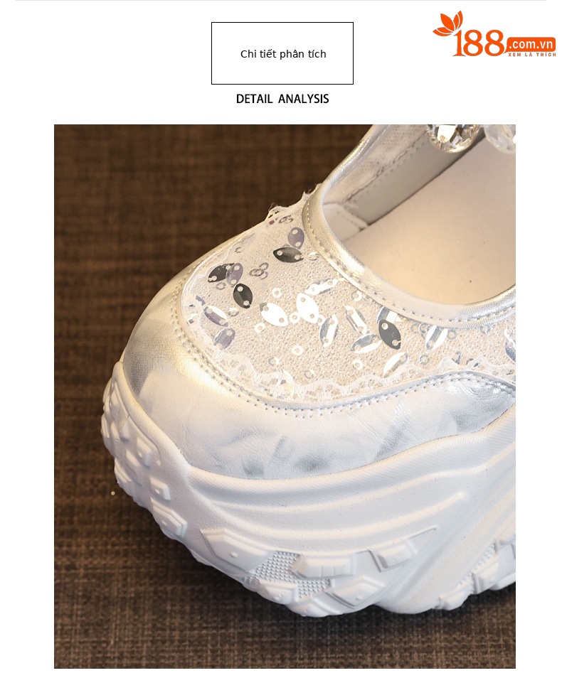 Giày sneaker nữ đế dày độn cao dáng nhỏ thời trang — Màu trắng chi tiết 7