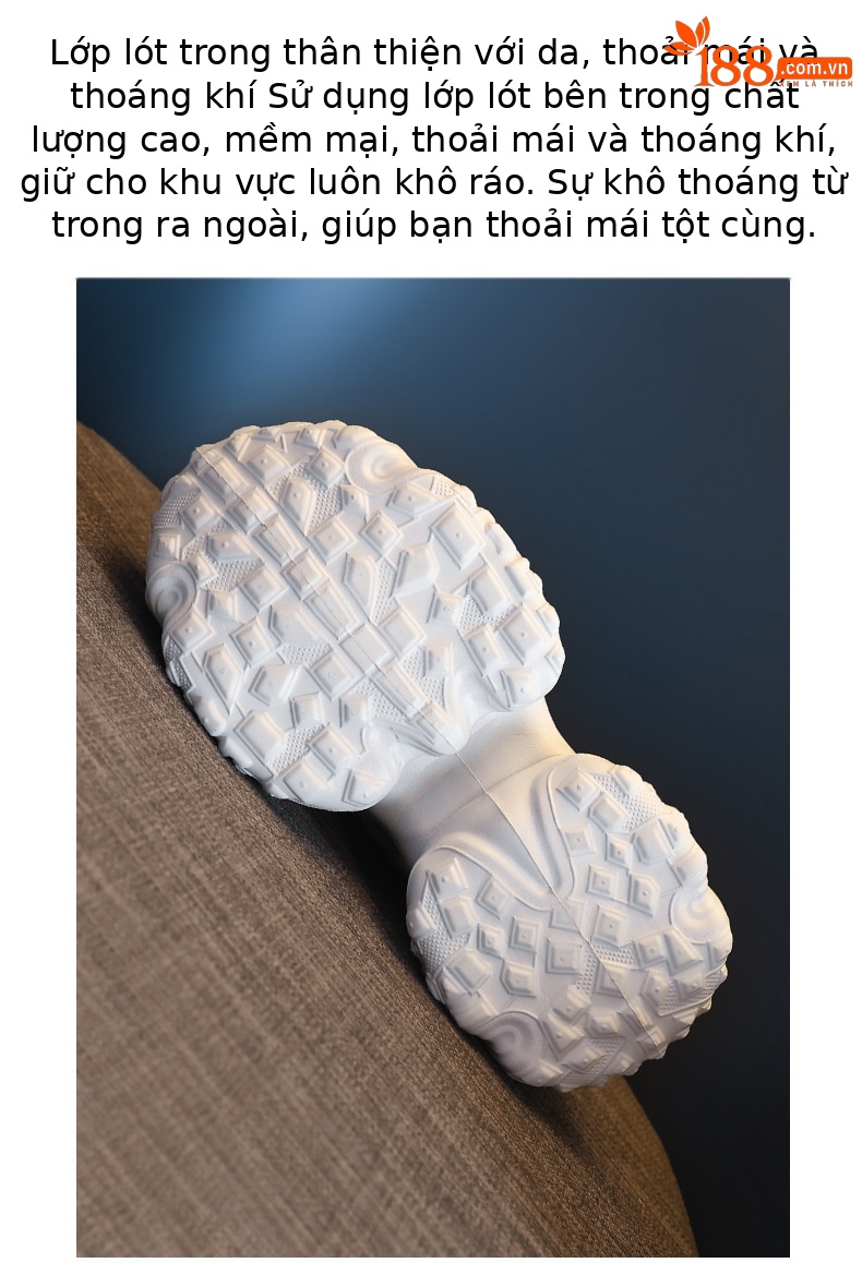 Giày sneaker nữ đế dày độn cao dáng nhỏ thời trang — Màu trắng chi tiết 9