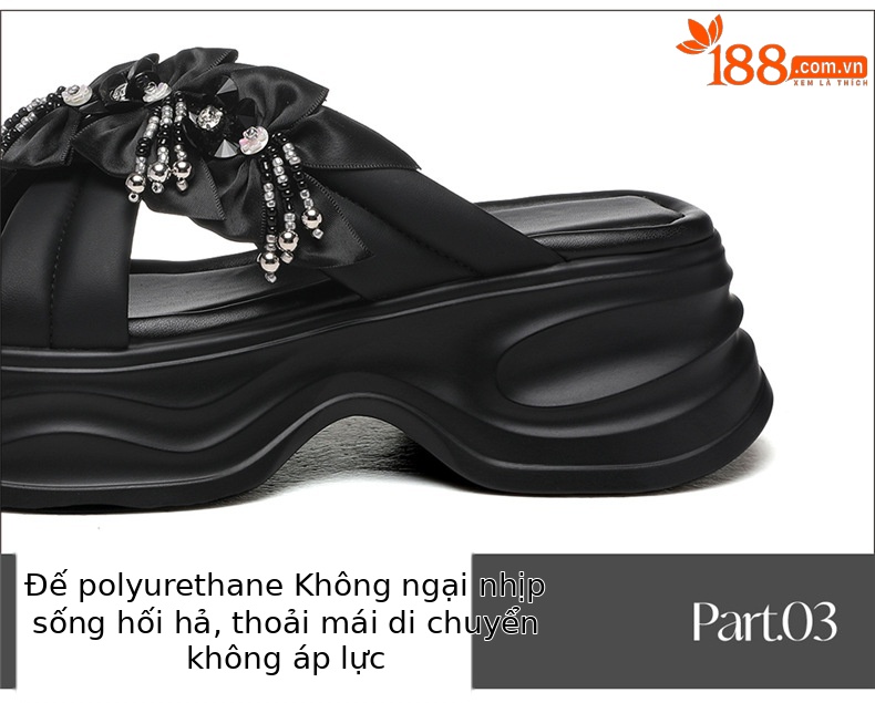 Dép sandal nữ đính đá mũi hở đế dày phối hoa một quai ngang — JST 7226m màu, gót cao 5cm, JST 7226 gót đen cao 5cm chi tiết 17