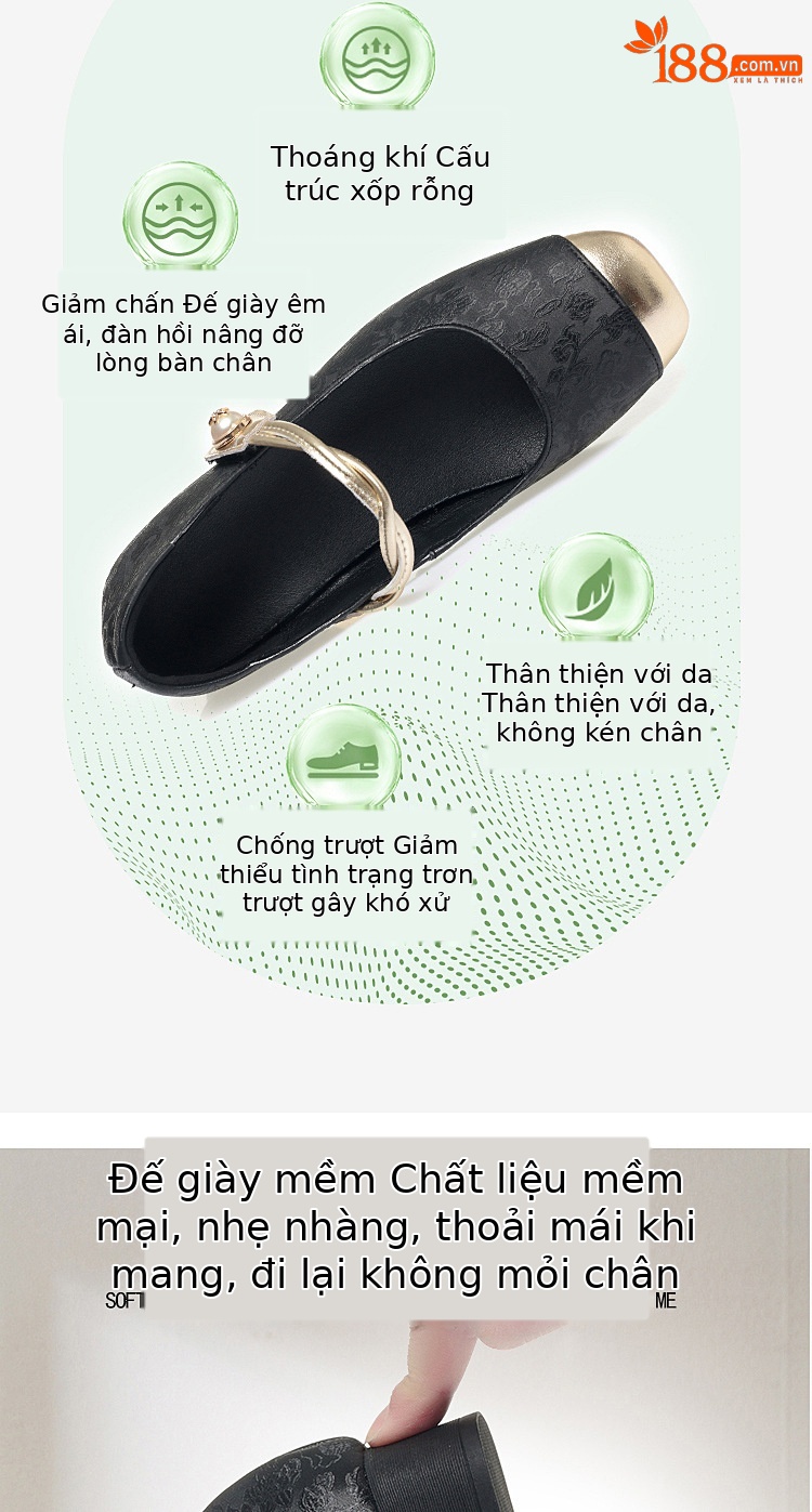 Giày Mary Jane nữ da thật mũi vuông gót dày phong cách retro — đen chi tiết 4