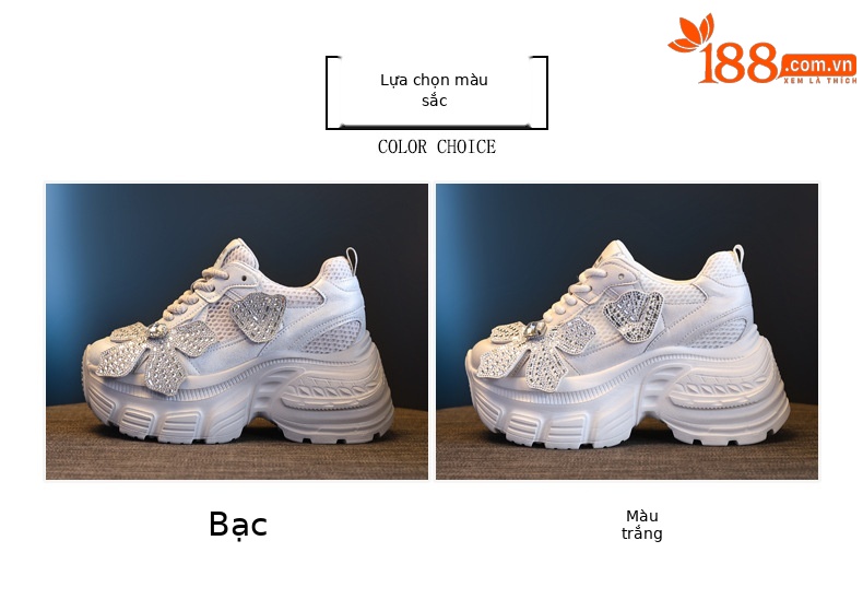Giày sneaker nữ đế dày lưới thoáng khí phong cách bánh xốp — Màu be chi tiết 2