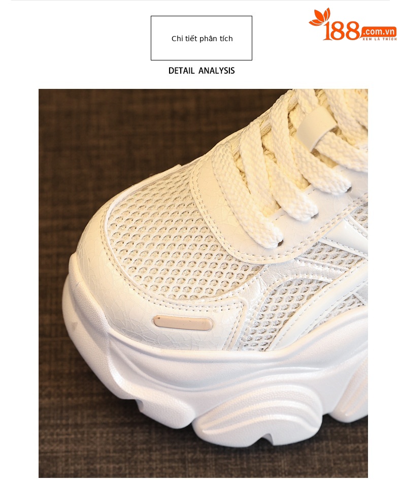 Giày sneaker nữ đế dày lưới thoáng khí phong cách bánh xốp — Màu be chi tiết 7