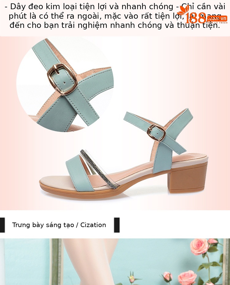 Sandal nữ hở mũi gót thấp da thật đế mềm chống trơn — màu be chi tiết 7