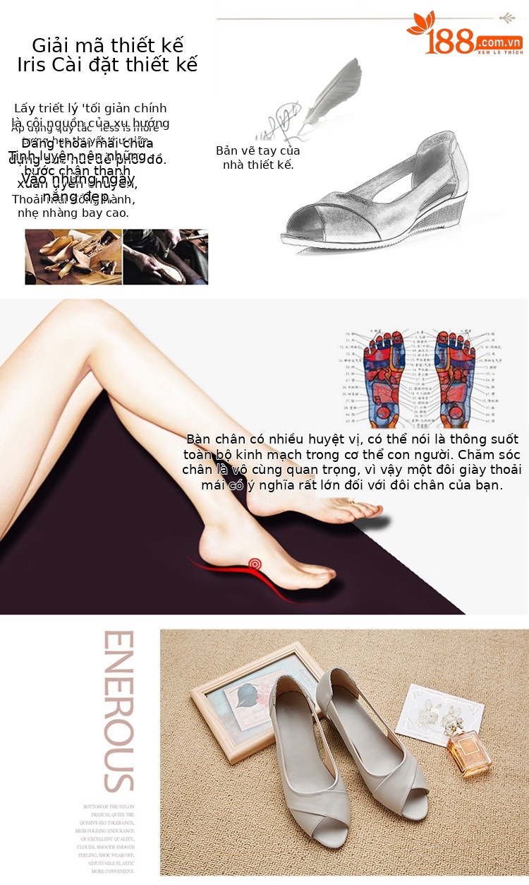 Dép sandal nữ da thật mùa hè, quai chữ V đơn giản, đế xuồng thấp — Màu be chi tiết 3