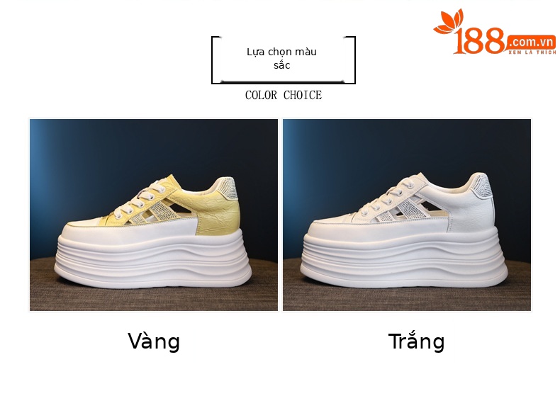 Giày sneaker nữ đế dày chunky khoét lỗ phối trắng dễ thương — Màu trắng chi tiết 2