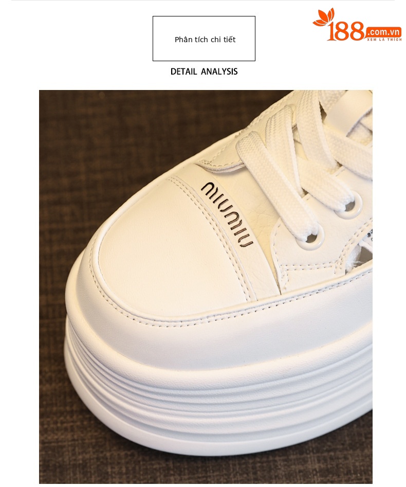 Giày sneaker nữ đế dày chunky khoét lỗ phối trắng dễ thương — Màu trắng chi tiết 7