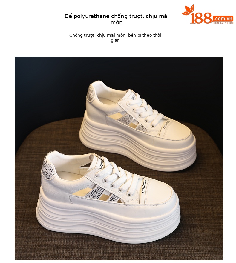 Giày sneaker nữ đế dày chunky khoét lỗ phối trắng dễ thương — Màu trắng chi tiết 10