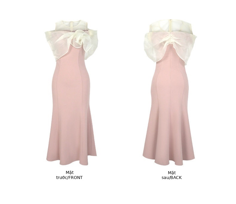Đầm maxi nữ thắt eo tay lỡ cổ tròn dáng chữ A — [Hồng] chi tiết 4