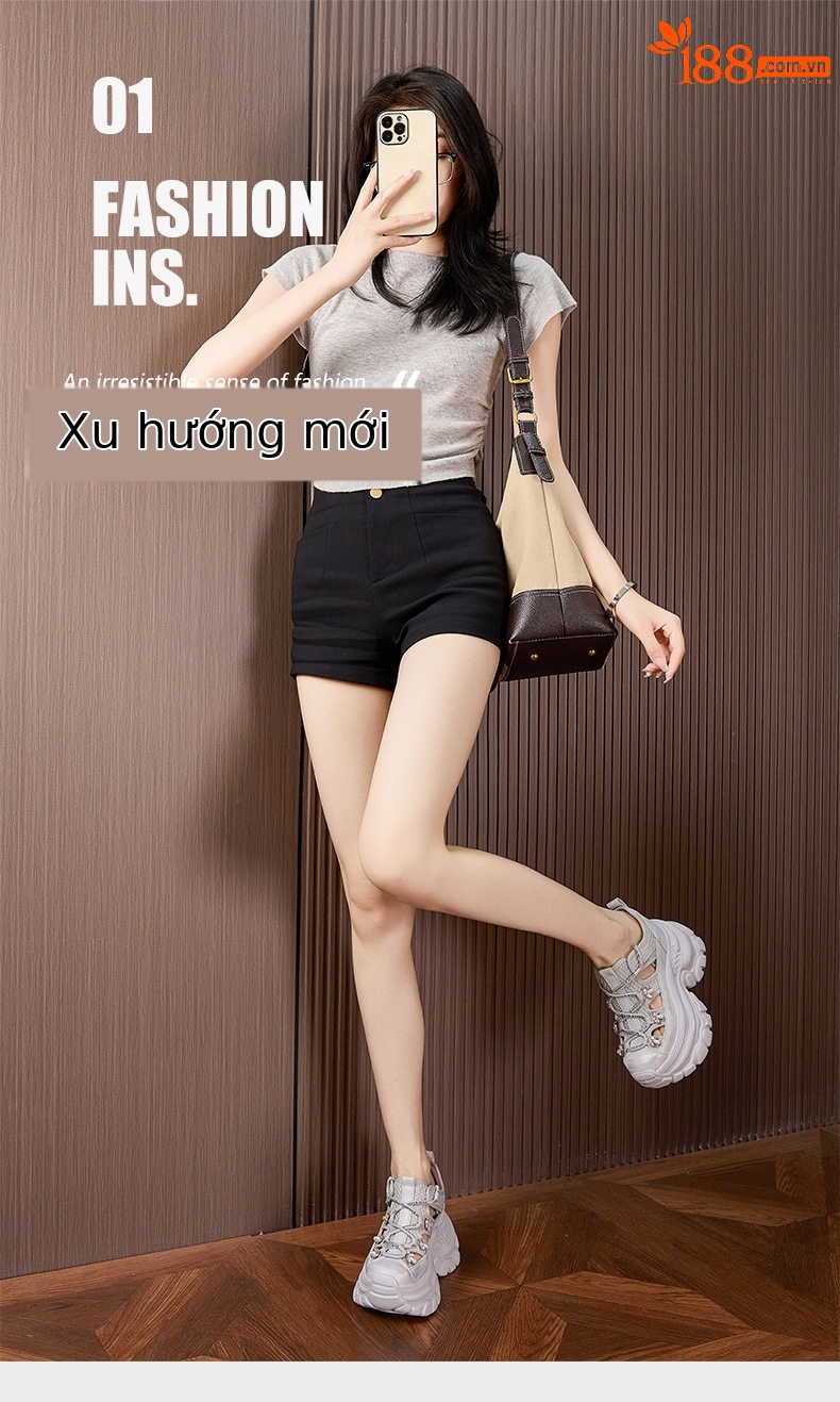 Giày sneaker nữ đế dày chunky phong cách thể thao đa năng, gót 8 cm — Xám, Trắng chi tiết 2