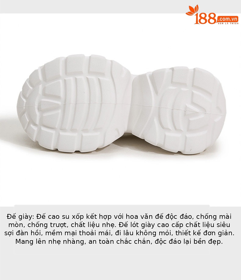 Giày sneaker nữ đế dày chunky phong cách thể thao đa năng, gót 8 cm — Xám, Trắng chi tiết 7