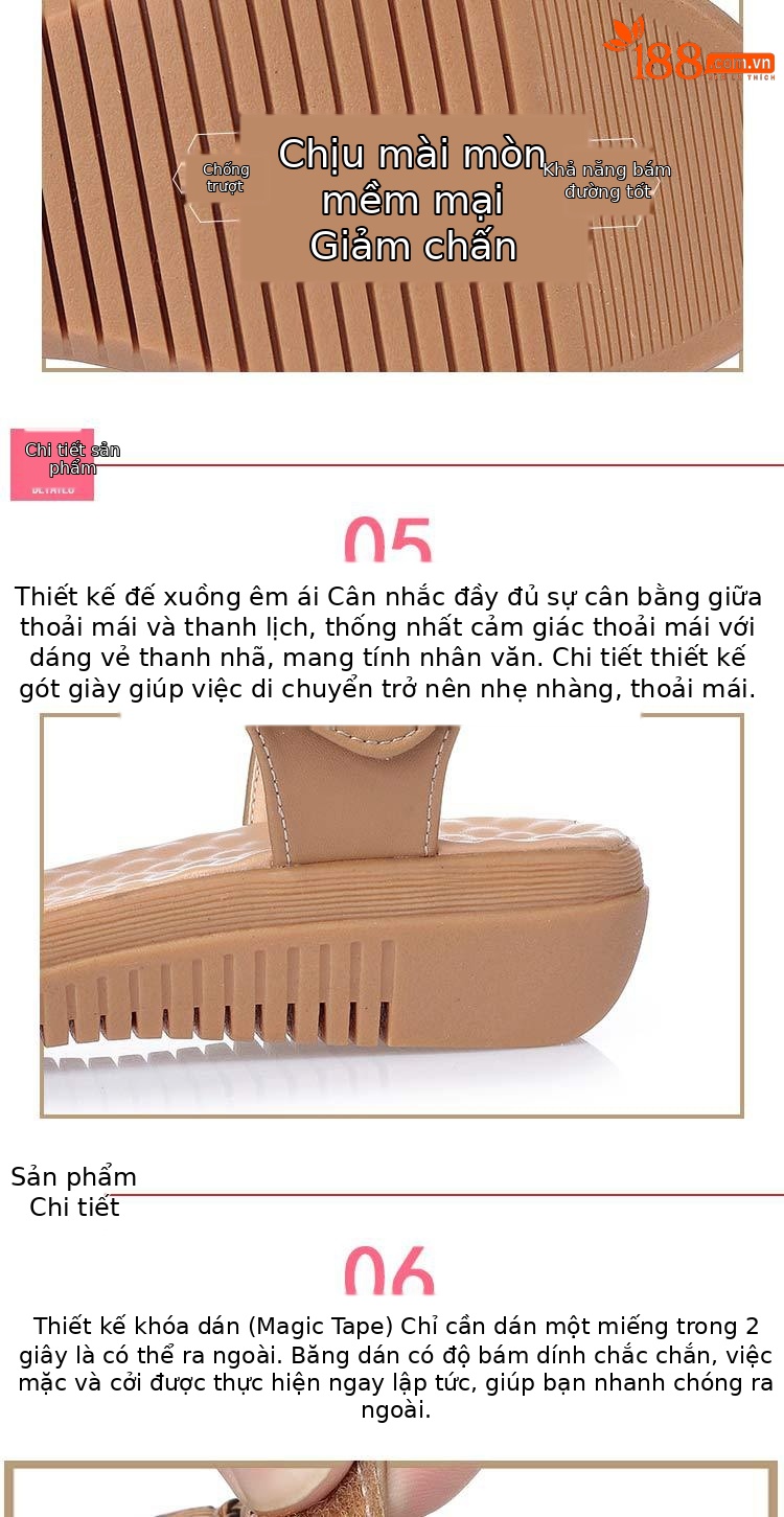 Dép sandal nữ da bò dệt tay, gót dốc, đế mềm chống trượt — Màu nâu chi tiết 12