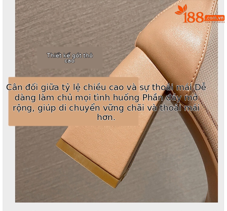 Boot nữ mũi vuông da bò lưới thoáng khí gót dày có khóa kéo sau đế chống nước — đen, mơ chi tiết 6