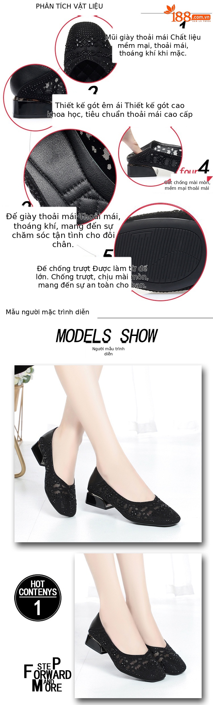 Giày sandal lưới mũi nhọn đế dày thoáng khí cho nữ — đen chi tiết 1