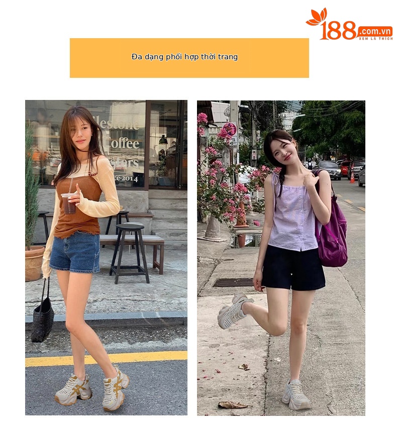 Giày sneaker nữ chunky đế dày lưới dệt hè 2026 — M2866 màu đen, M2866 màu be, M2866 màu vàng, M2866 Màu tím chi tiết 6