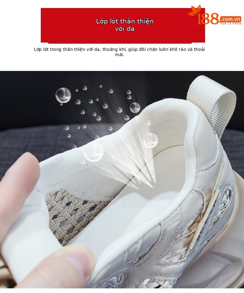 Giày sneaker nữ chunky đế dày lưới dệt hè 2026 — M2866 màu đen, M2866 màu be, M2866 màu vàng, M2866 Màu tím chi tiết 8