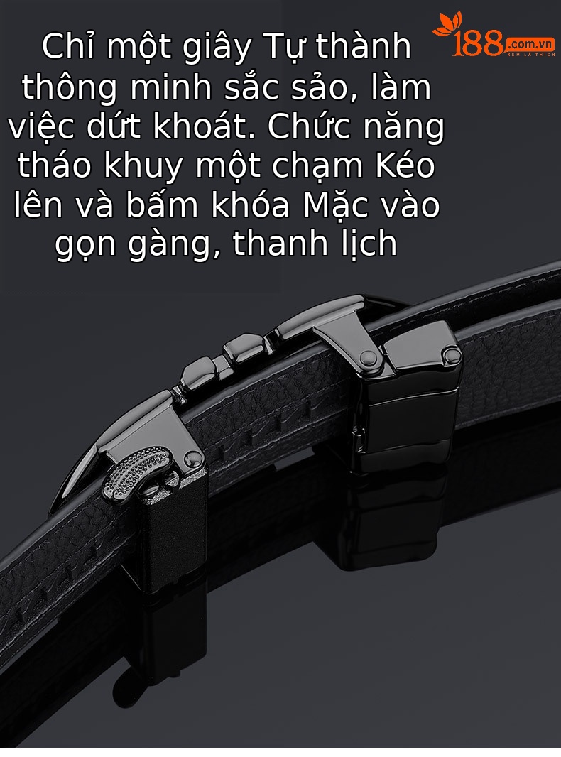 Thắt lưng da nam cao cấp khóa tự động họa tiết nổi phong cách Âu Mỹ — 120cm, 130cm, 110cm, 125cm chi tiết 5