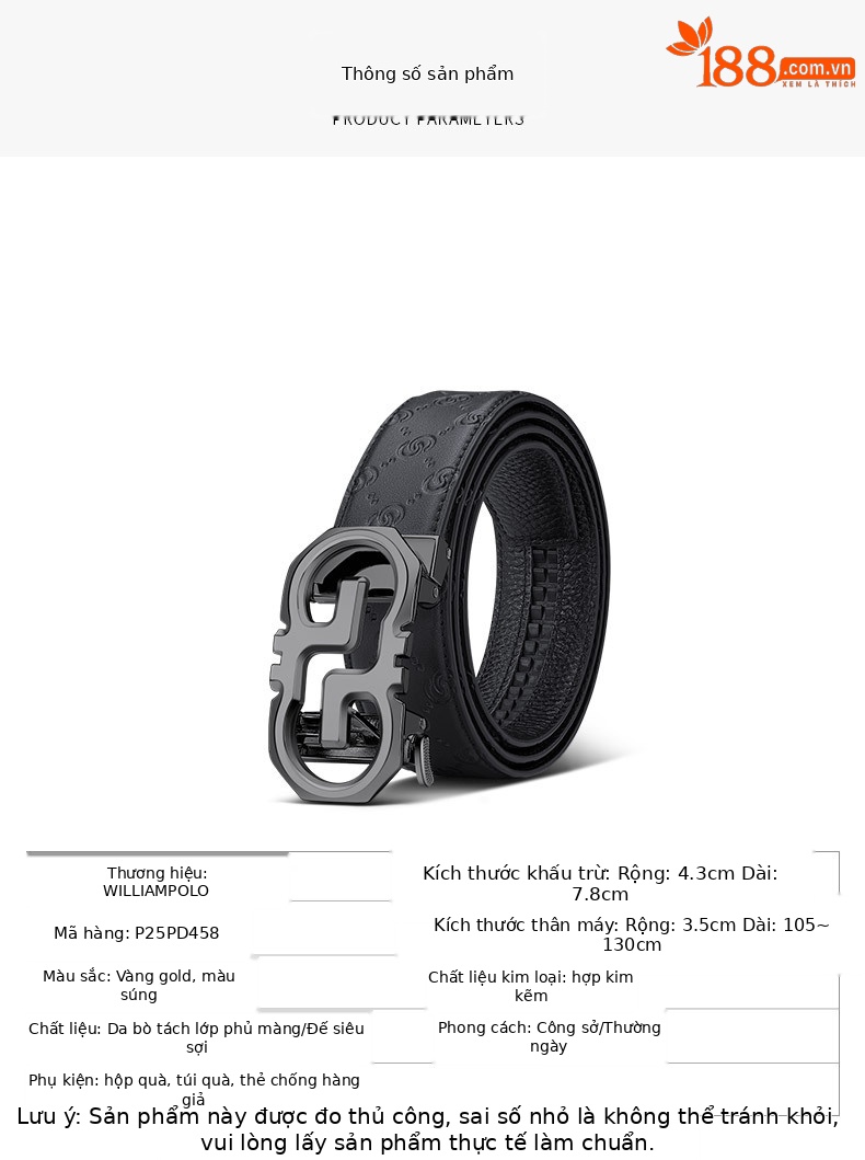 Thắt lưng da nam cao cấp khóa tự động họa tiết nổi phong cách Âu Mỹ — 120cm, 130cm, 110cm, 125cm chi tiết 11