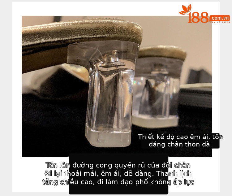 Sandal cao gót nữ hở mũi vuông đính kim cương giả quai ngang — đen, vàng, bạc chi tiết 12