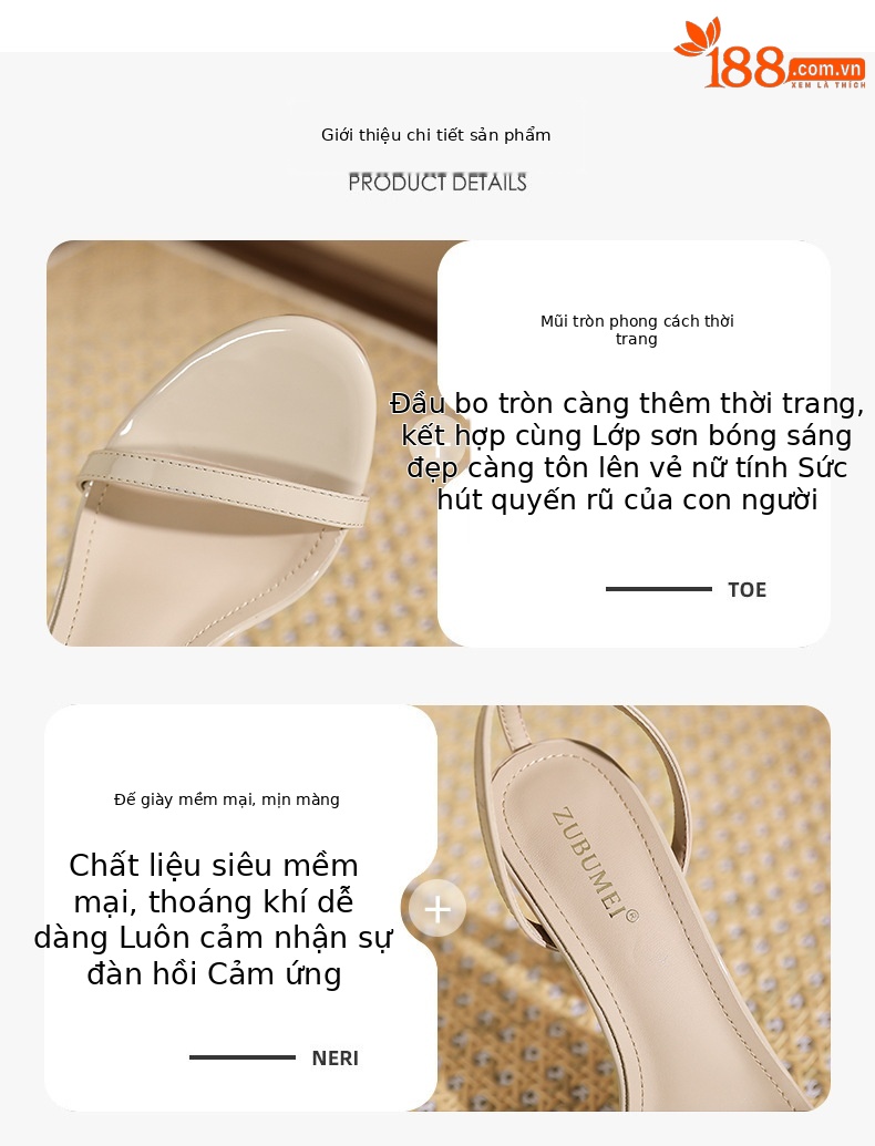 Dép nữ cao gót hở mũi gót nhọn phù dâu gợi cảm — Màu đen chi tiết 1