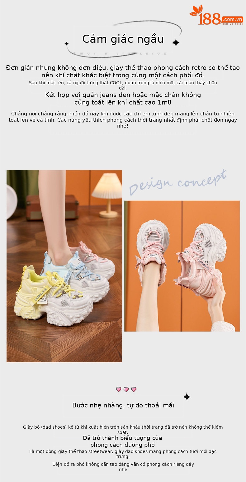 Sandal cao gót nữ hở mũi đế tăng chiều cao, phong cách thể thao, gót siêu cao 8cm — Hồng, Vàng, Xanh chi tiết 4