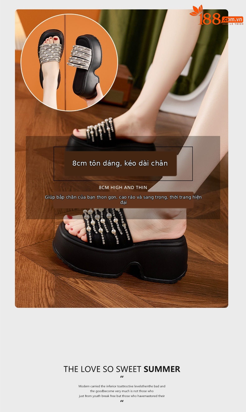 Dép sandal nữ quai chữ V đơn giản chống trượt mùa hè — Bạc, Đen chi tiết 9