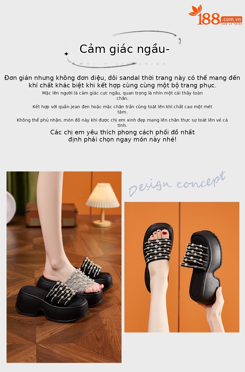 Dép sandal nữ quai chữ V đơn giản chống trượt mùa hè — Bạc, Đen chi tiết 4