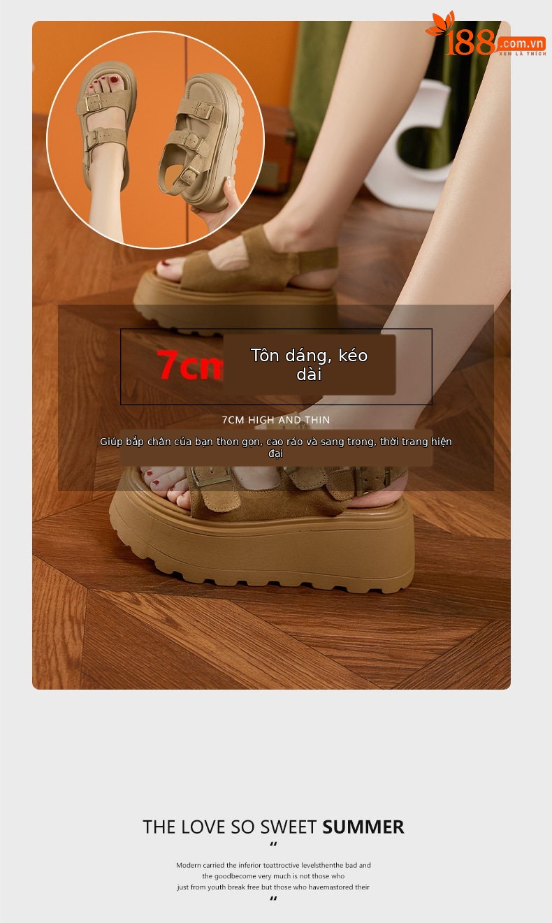 Dép sandal nữ quai chữ V đơn giản, mũi tròn, đế TPU nhẹ — Lạc đà, Mơ chi tiết 9
