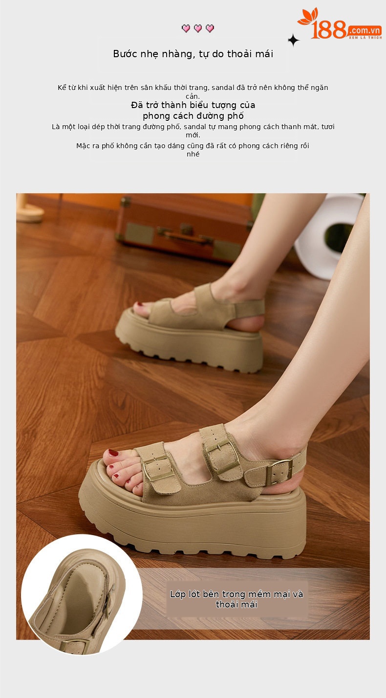 Dép sandal nữ quai chữ V đơn giản, mũi tròn, đế TPU nhẹ — Lạc đà, Mơ chi tiết 5