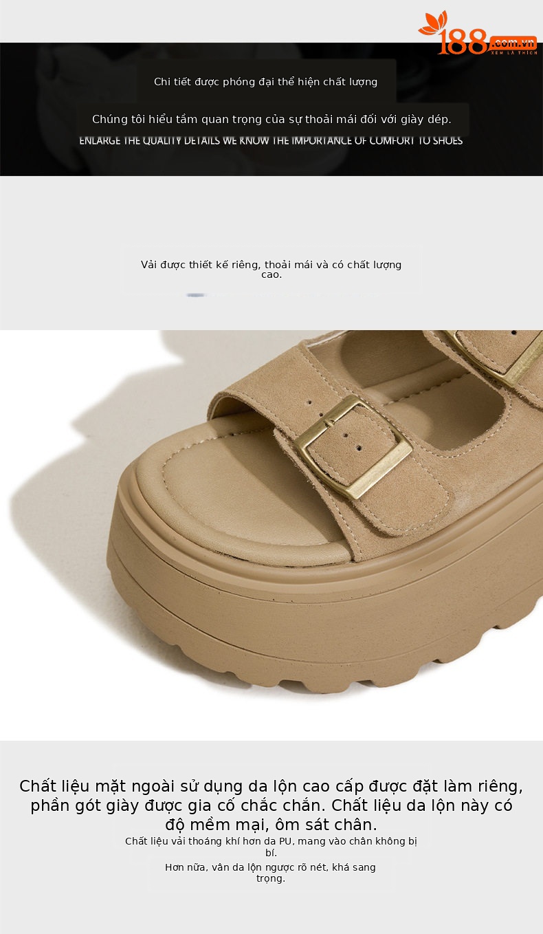 Dép sandal nữ quai chữ V đơn giản, mũi tròn, đế TPU nhẹ — Lạc đà, Mơ chi tiết 6