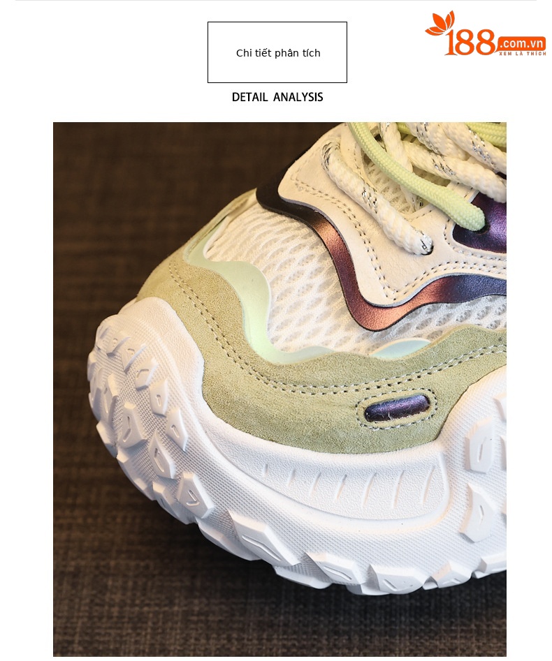 Giày sneaker nữ đế dày tăng chiều cao, lưới thoáng khí, phong cách thể thao — Màu tím chi tiết 7