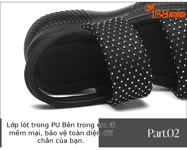 Dép sandal nữ đế dày tăng chiều cao sequin lấp lánh phong cách thể thao đi biển mùa hè 2026 — 7227 màu đen, 7227 màu bạc chi tiết 16