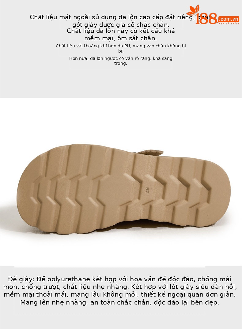 Dép sandal nữ da thật đế dày phong cách Roman Birkenstock — Hồng, Lạc đà, Mơ chi tiết 7
