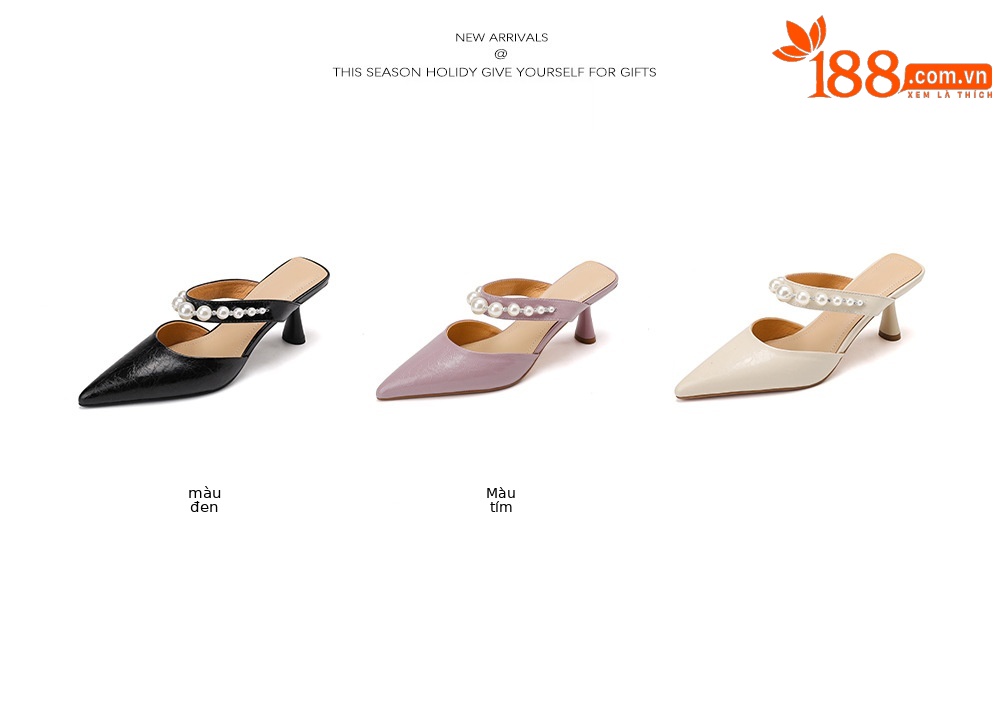 Giày sandal cao gót nữ mũi nhọn da bò, gót mảnh 9 cm, phong cách nữ thần — đen chi tiết 5