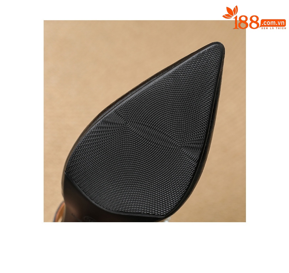 Giày sandal cao gót nữ mũi nhọn da bò, gót mảnh 9 cm, phong cách nữ thần — đen chi tiết 21