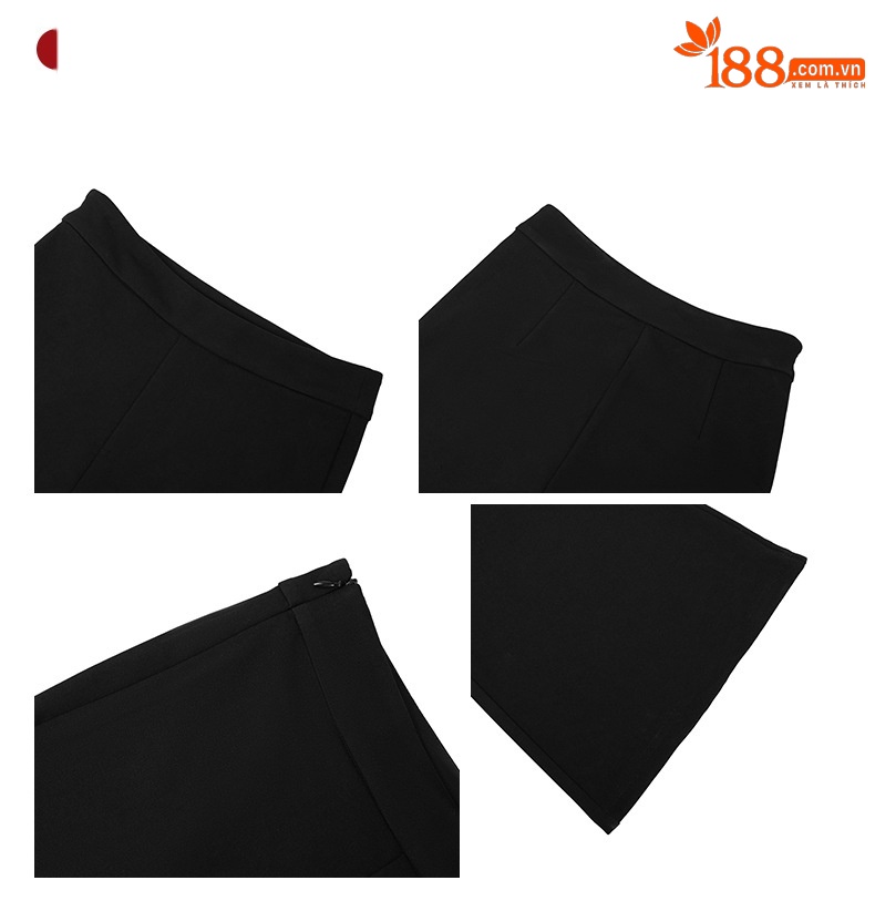 Quần dài cạp cao nữ dáng ôm ống loe nhẹ — đen chi tiết 2