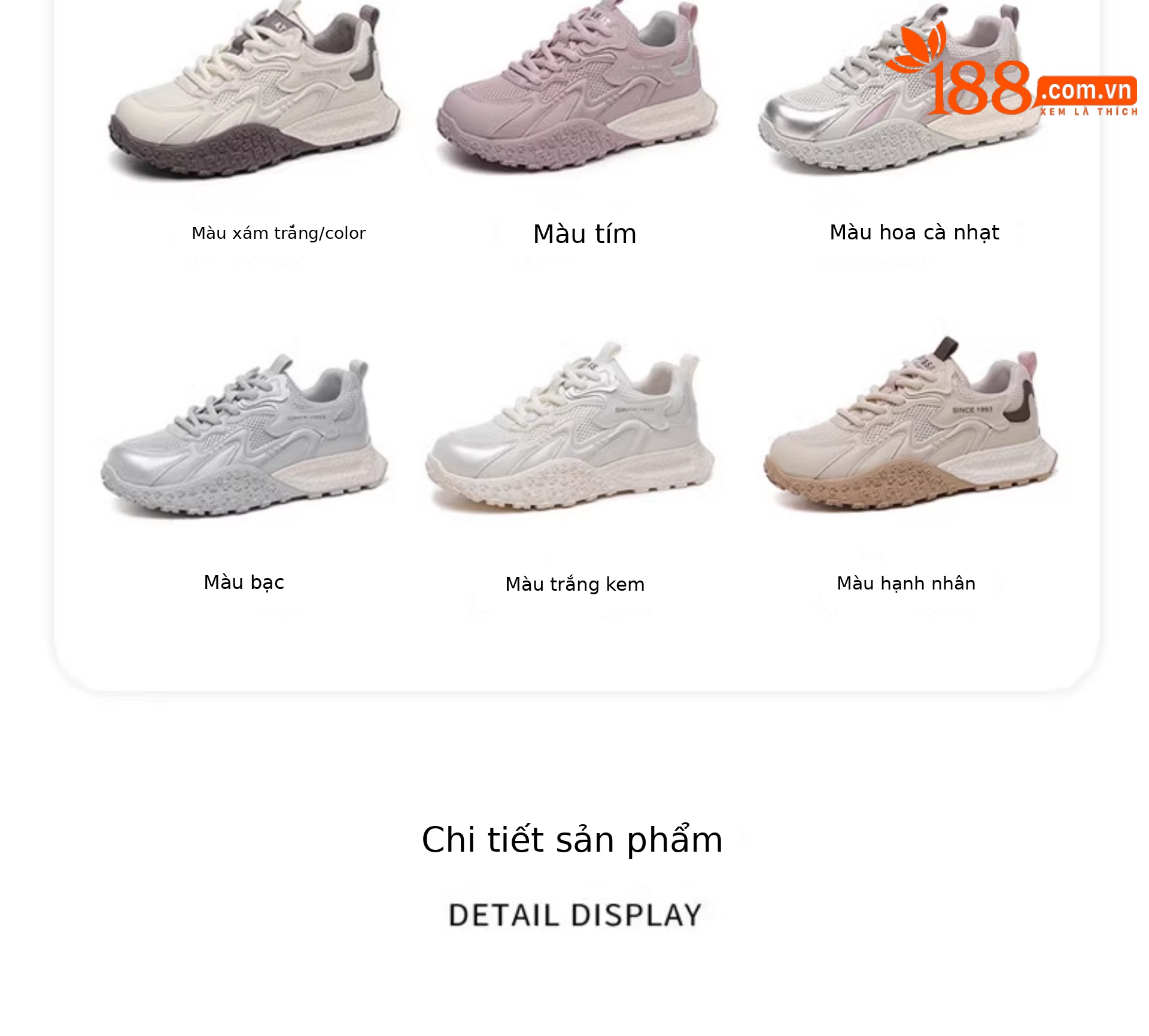 Giày sneaker nữ chunky đế dày lưới thoáng khí mùa hè 2025 — SSD1112E7T màu tím thoáng khí, SSD1112E7T xám trắng thoáng khí, SSD1112E7T hoa cà thoáng khí, SSD1112E7T bạc thoáng khí chi tiết 3