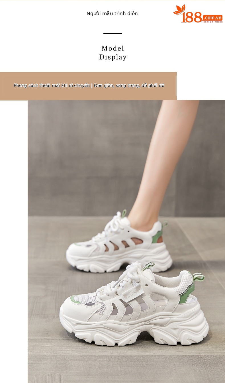 Giày sneaker nữ đế dày phong cách chunky, lưới thoáng khí mùa hè 2025 — Màu xanh lá cây [phiên bản nâng cấp], SSC2112E5K màu tím nhạt rỗng thoáng khí, SSC2112E5K màu xanh lá cây rỗng thoáng khí, Màu tím nhạt [phiên bản nâng cấp] chi tiết 7