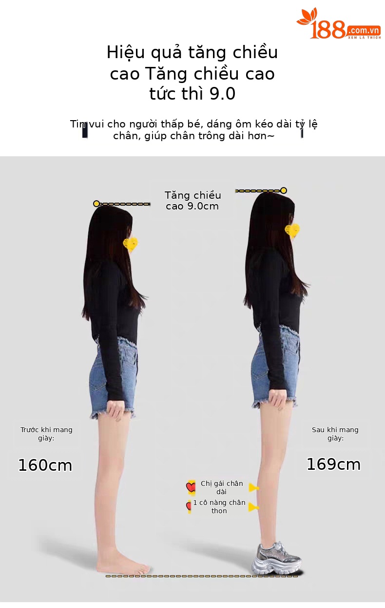Giày sneaker chunky nữ đế dày lưới thoáng khí tăng chiều cao đính đá — Màu đen chi tiết 3