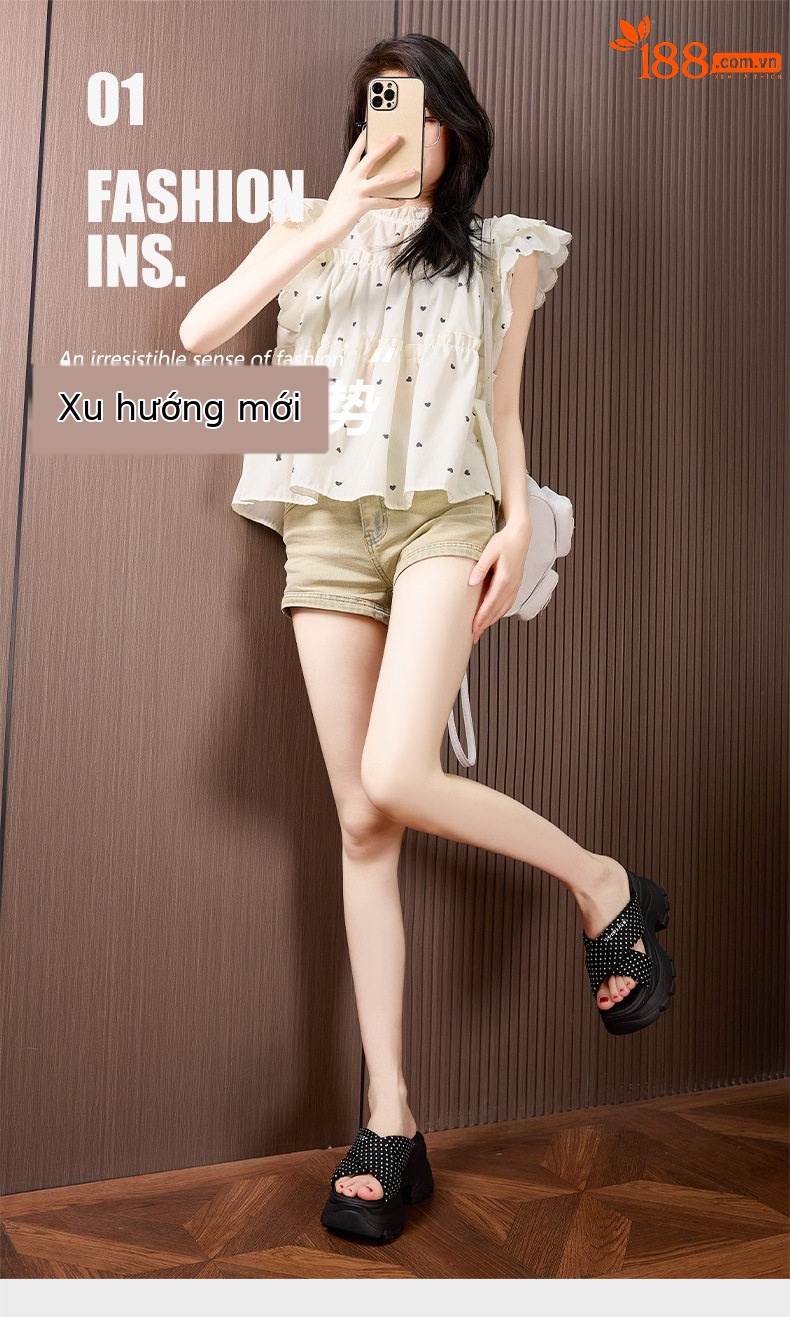 Dép sandal nữ quai chữ V đơn giản, đế xốp nhẹ, mũi tròn — Trắng, Đen chi tiết 2