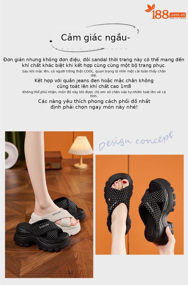 Dép sandal nữ quai chữ V đơn giản, đế xốp nhẹ, mũi tròn — Trắng, Đen chi tiết 4