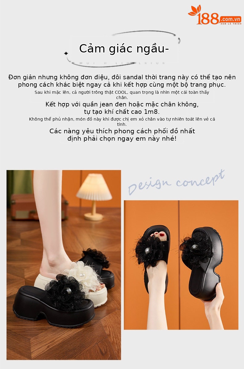 Dép sandal nữ quai chữ V đơn giản mùa hè — Len sạch, Đen chi tiết 4